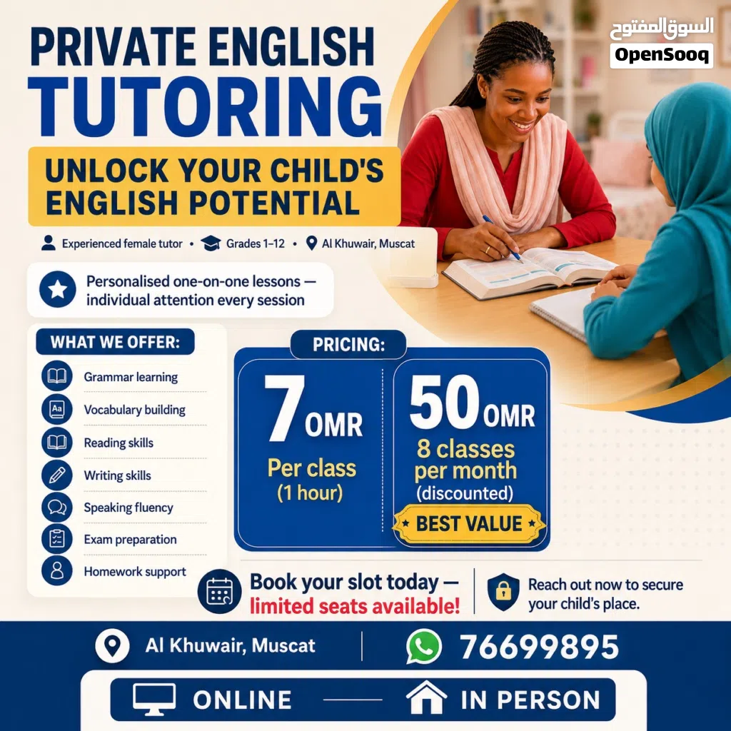 Female English Private Tutor — Online & In-person Classes Grades 1-12