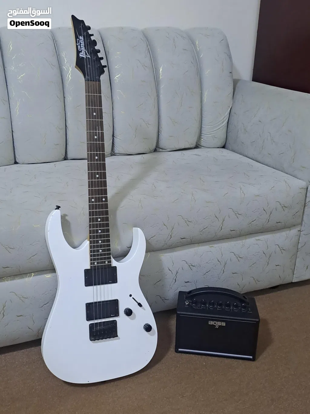 Ibanez GRGR121EX with Boss katana mini amp
