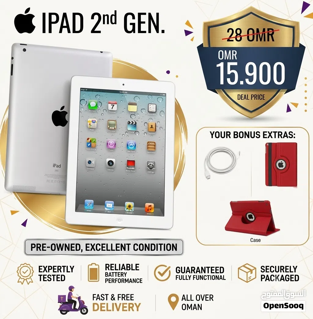 iPad 2 , 2nd generation with cover and charger