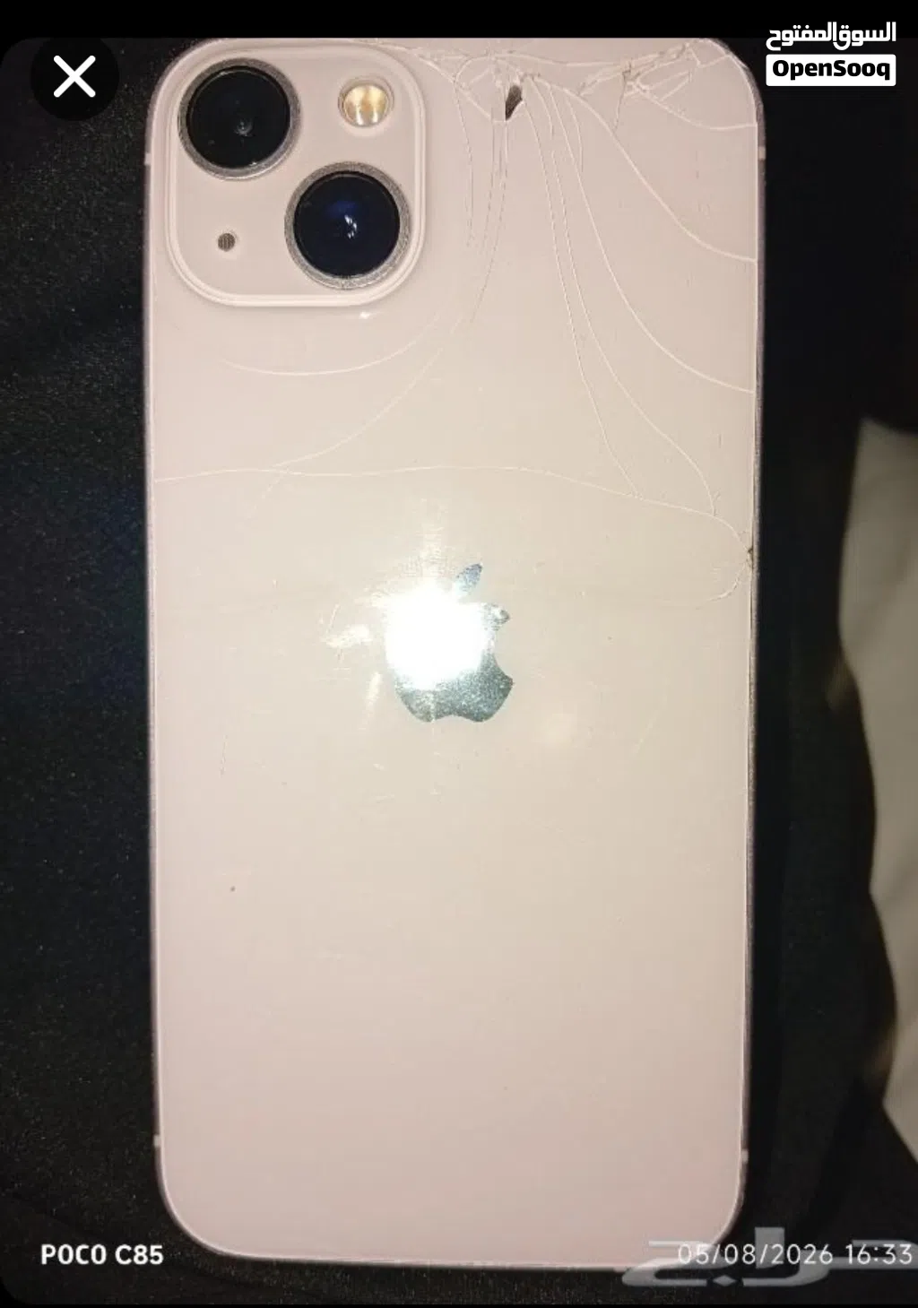 iPhone 13 128g screen and battery replaced ايفون 13 128 جيجا مع كرتونه مغير شاشه بطاريه