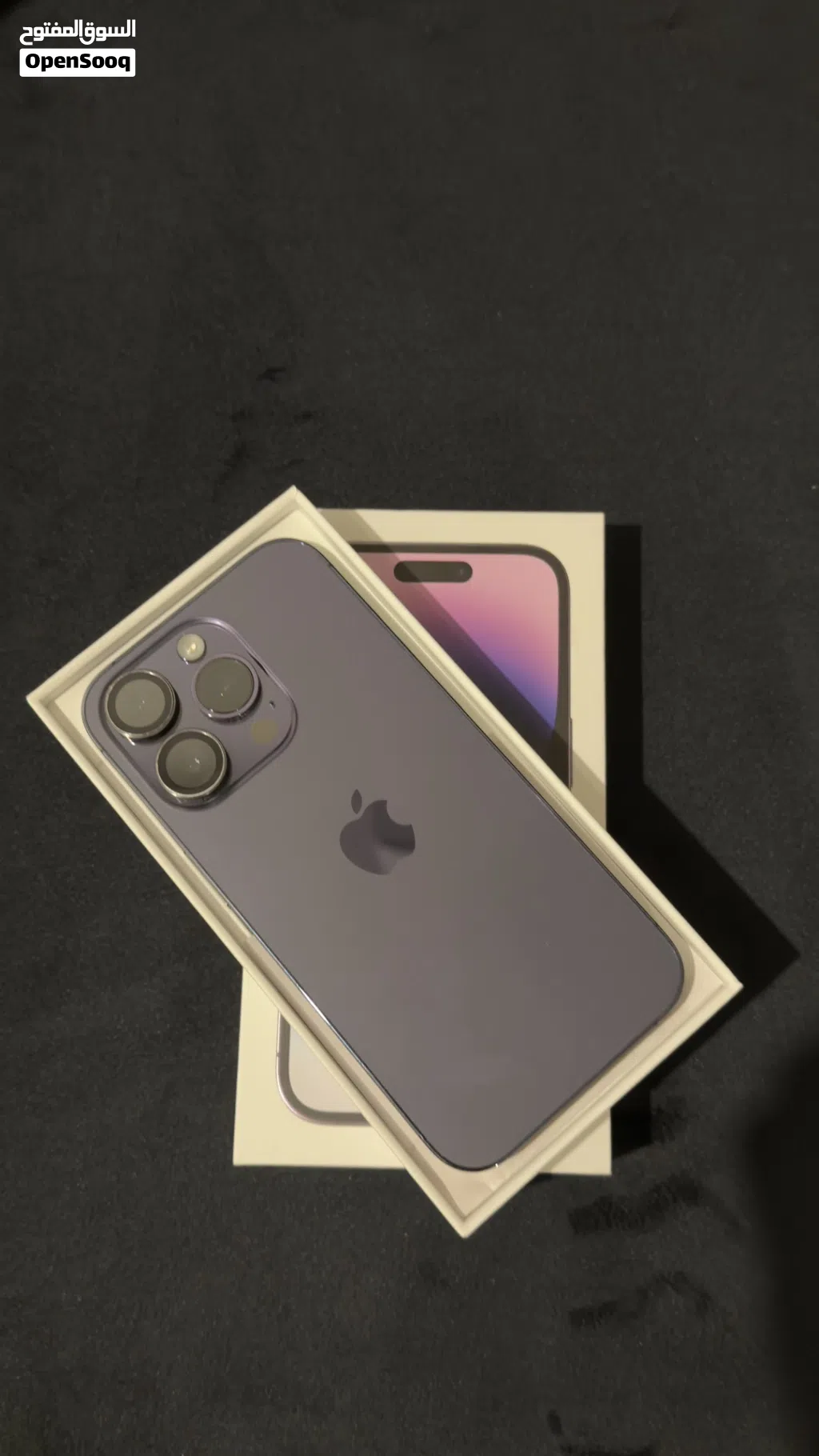 ايفون 14 برو بنفسجي غامق ( 256 جيبي / نسبة الشحن 82٪) iPhone 14 pro Deep purple ( 256GB- 82% )