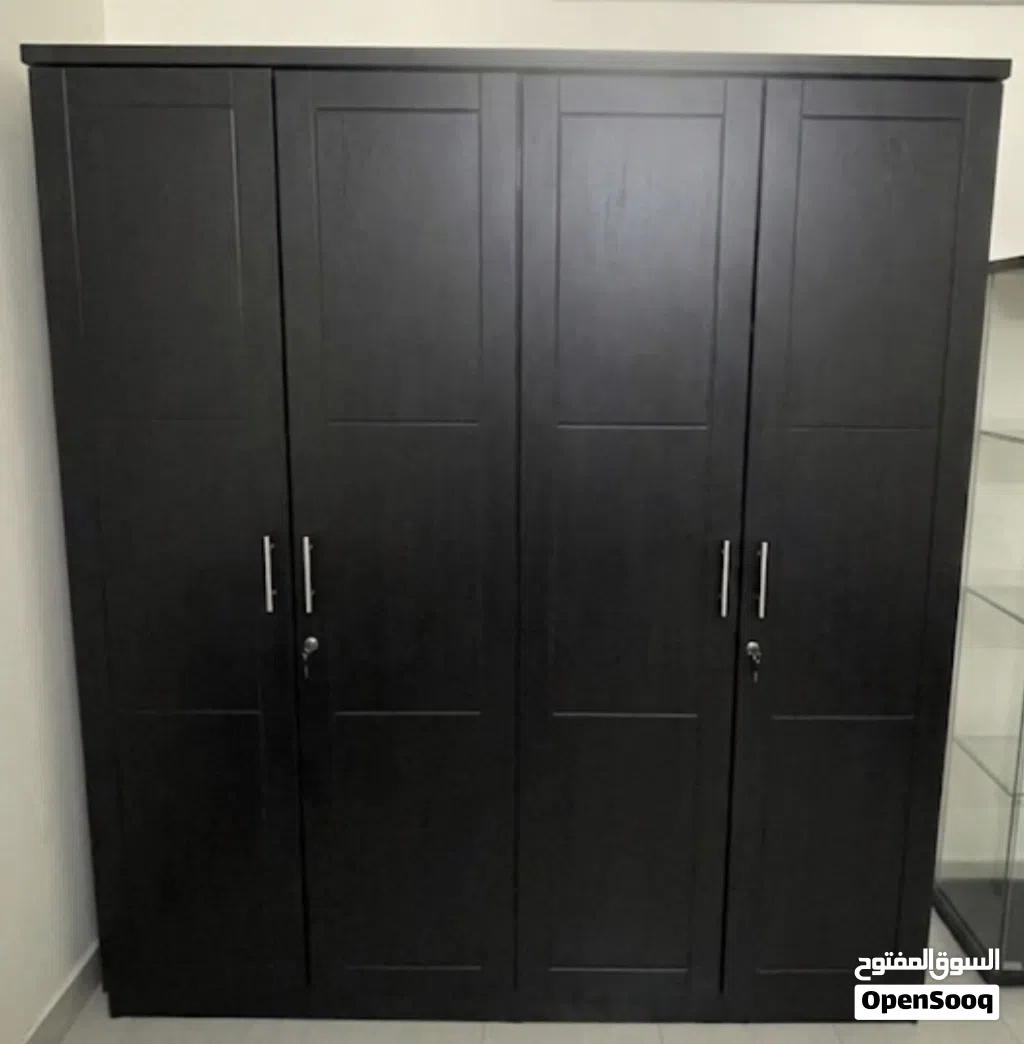 Spacious 4-Door Dark Wood Wardrobe
