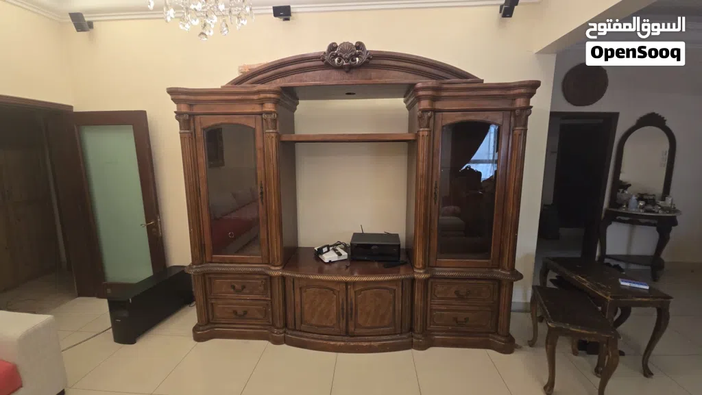 Classic Wooden TV Unit + Display Cabinets (4 pcs) – Negotiable