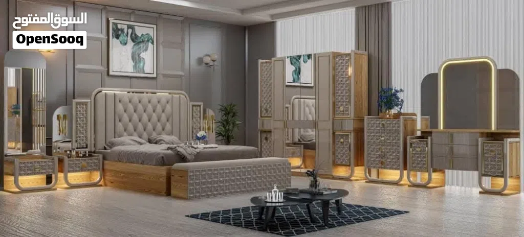 غرف نوم للعرسان2025 وابواب شقق لدينا كل ماتحتاجه من احدث التصاميم للغرف النوم العنوان اليمن اب