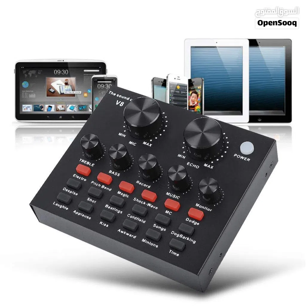 V8s Live Sound Card Kit with Microphone, Sound Card Audio Set Adjustable