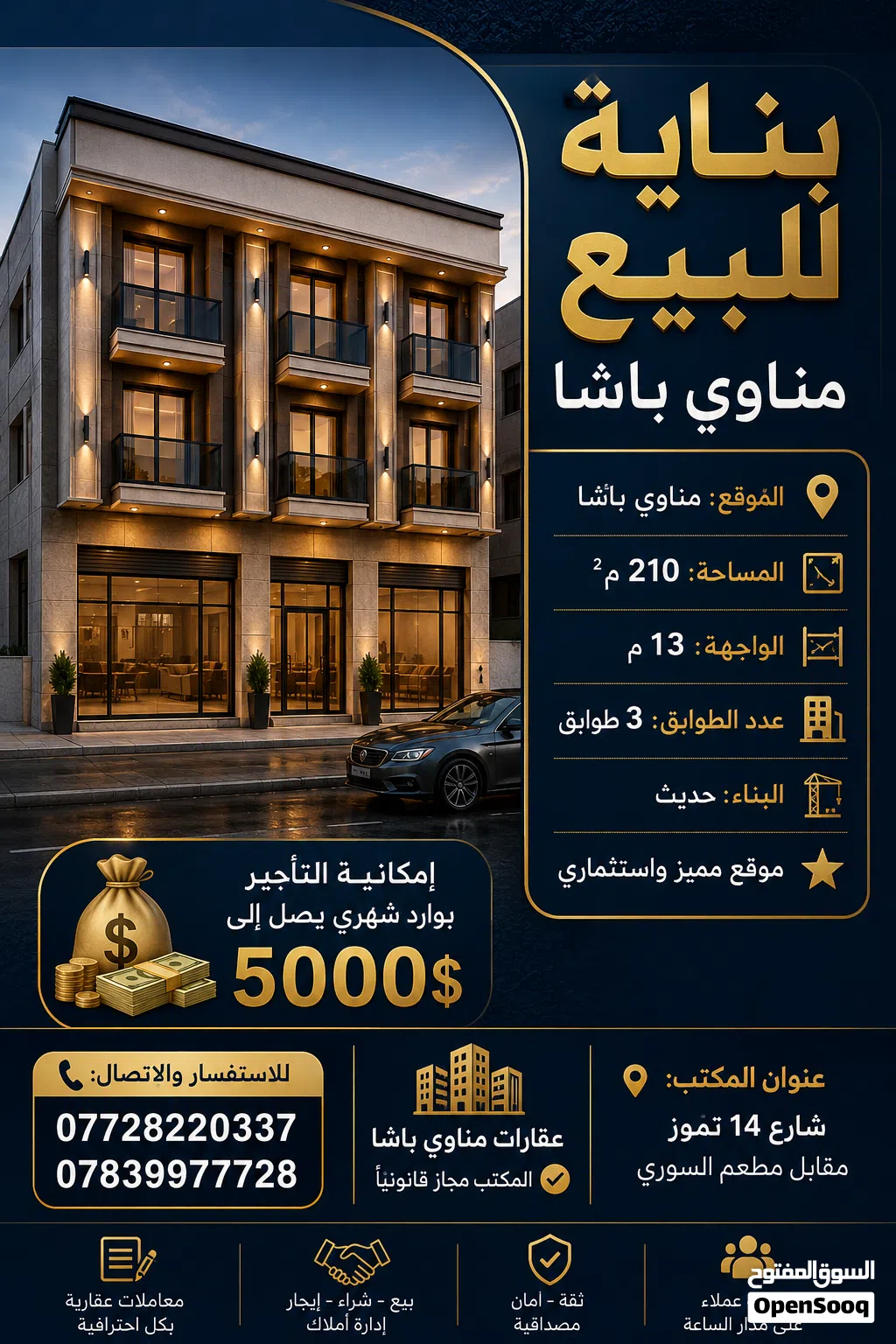 بناية للبيع مناوي باشا