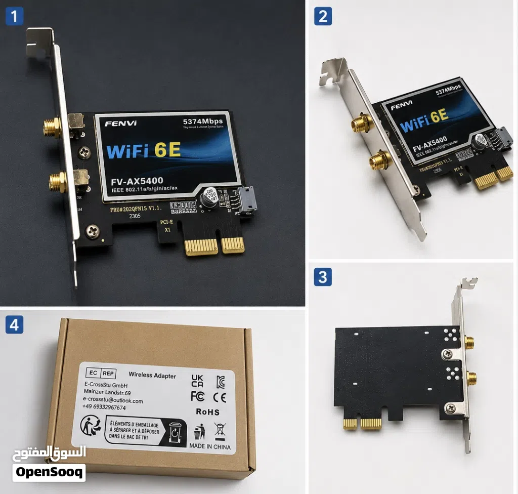 كرت شبكة لاسلكية FENVI FV-AX5400 WiFi 6E PCIe