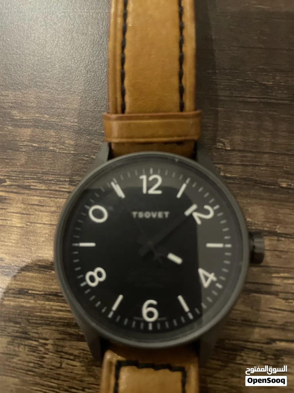 ساعة TSOVET أصلية بسوار جلد طبيعي - تصميم كلاسيكي مميز