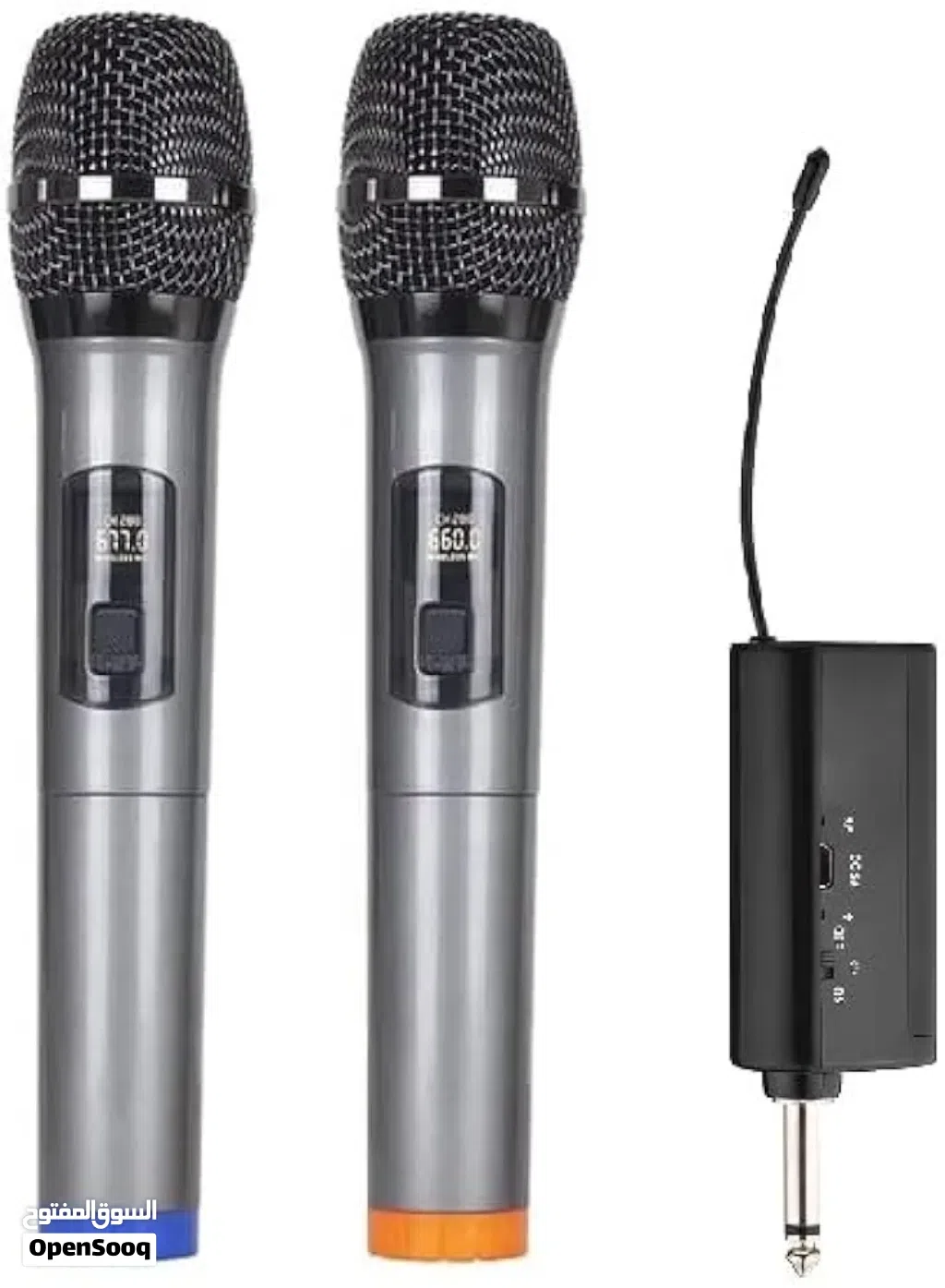 ميكروفون لاسلكي احترافي مزدوج UHF مع جهاز استقبال صغير محمول بمقبس 6.3 kh Duel Professional UHF Wire