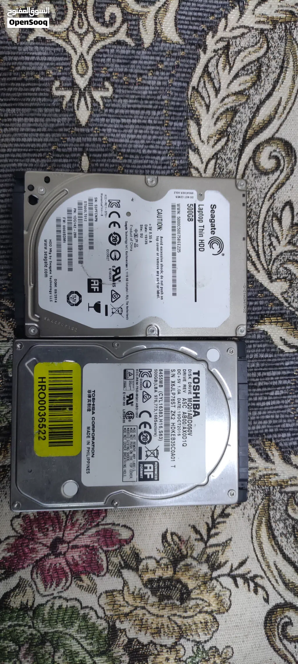 هاردات hdd ثنين واحد توشيبا 500 والثاني سيگتوب 500 گيگا