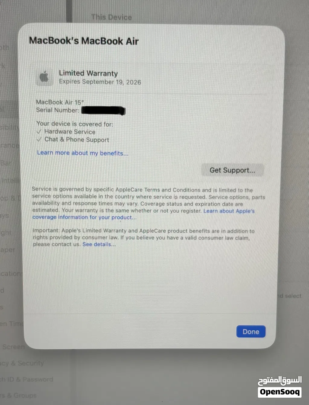 Macbook air- M3-15 inch- 5 month warranty- 512 GB- 16 Ram