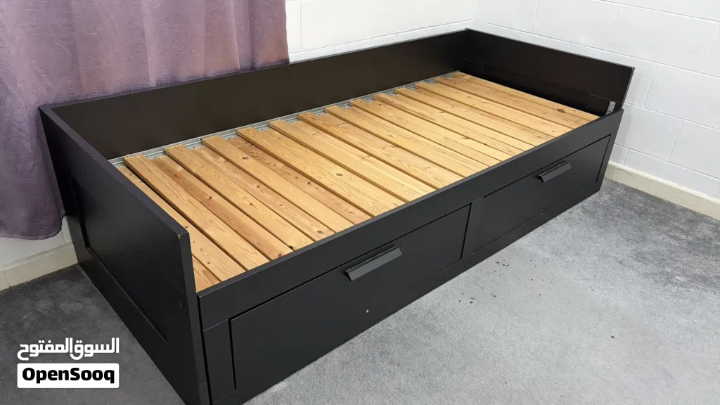 IKEA-Brimnes daybed frame with 2 drawers, Black, 80x200 cm uae used itema