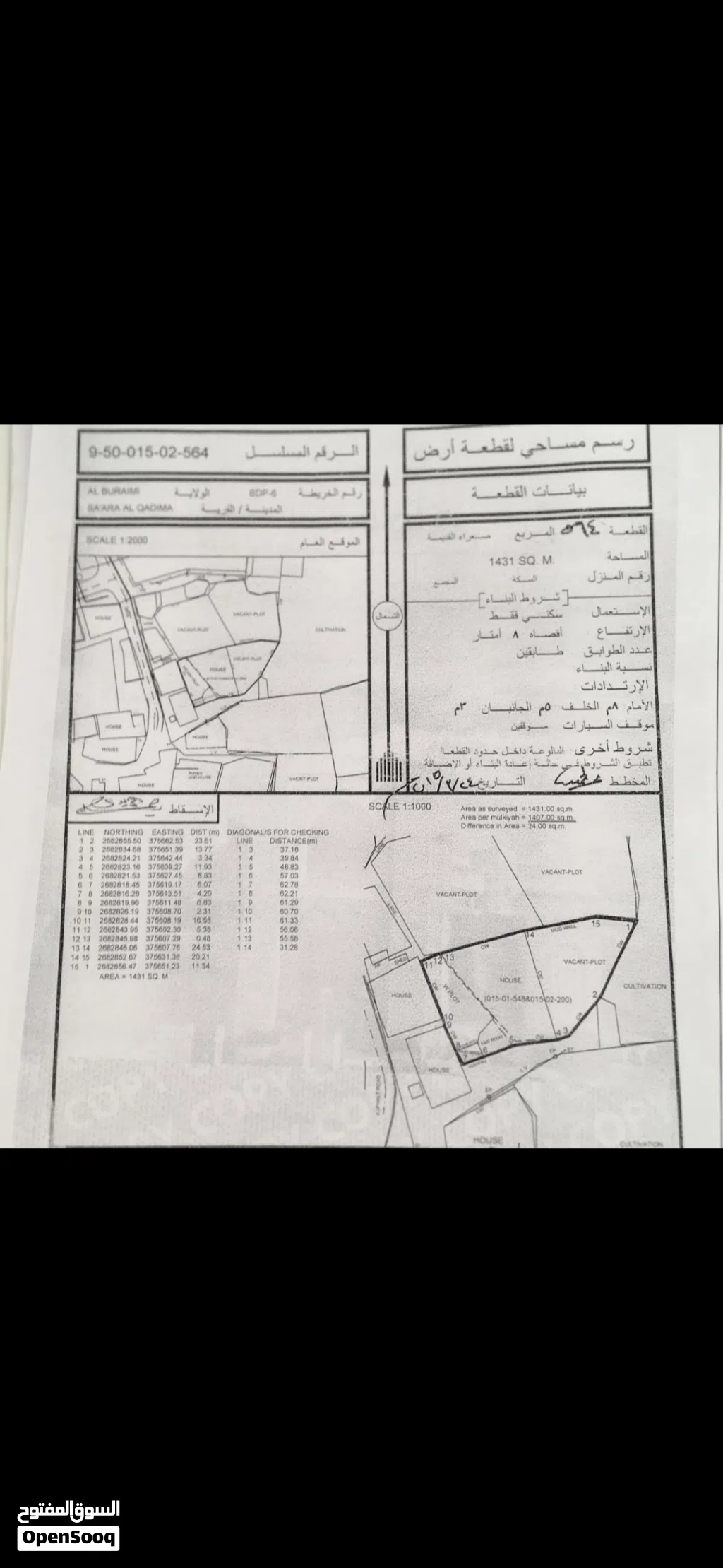 فرصه للبيع بيت قديم في صعراء مساحة البيت 1431 متر