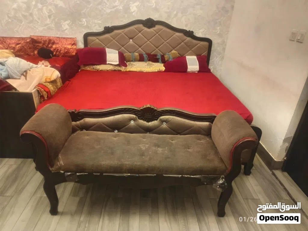 bedroom set and 5 seater sofa set for sale