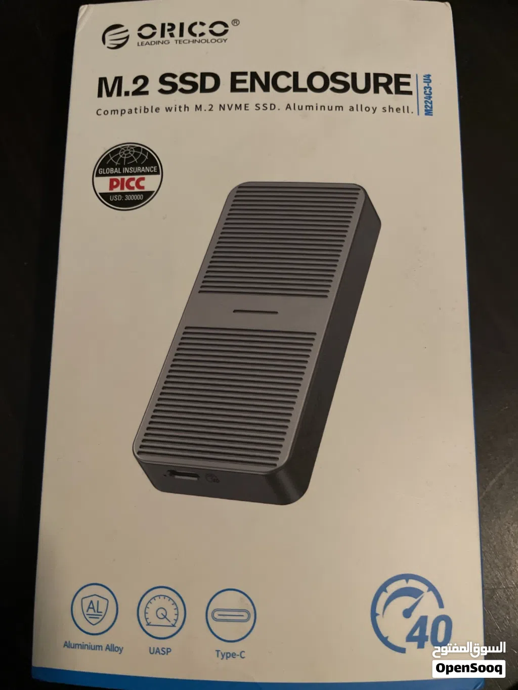 كيس حافظة Ssd معدني ORICO M.2 NVMe USB4 - 40Gbps - شبه جديد