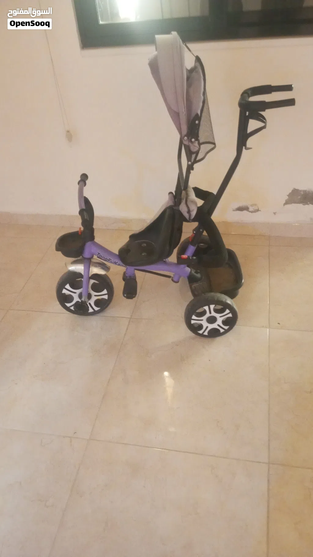 بسكليت اطفال مع تحكم يدوي وشمسيه للبيع