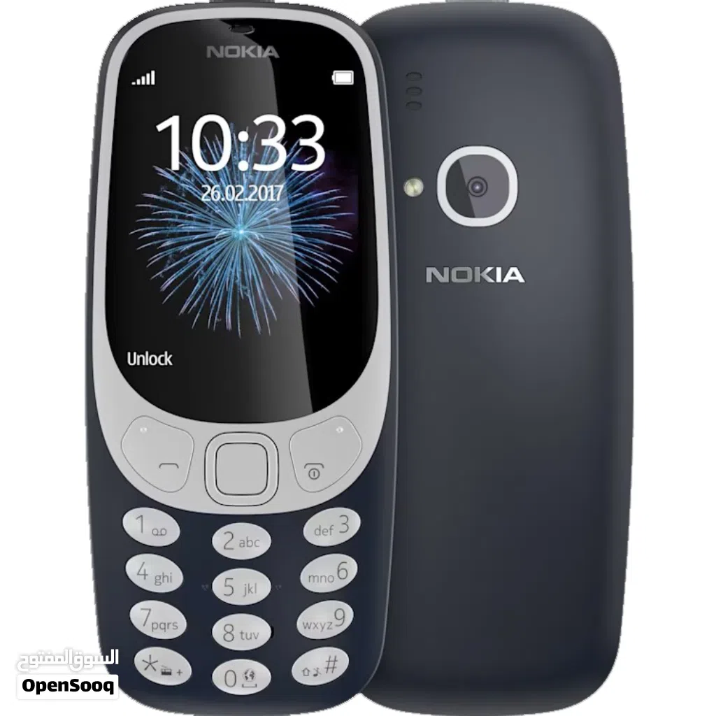 جوال نوكيا 3310 (TA-1030) سعة 16 ميجابايت، يدعم شبكة الجيل الثاني (2G)، باللون الأزرق الداكن.