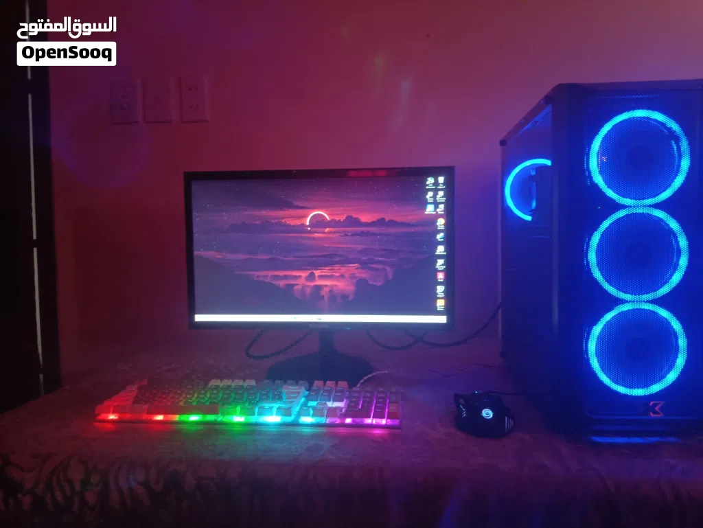تجميعة قيمنق متكاملة PC مع شاشة وملحقاتها للبيع جاهز للعب)