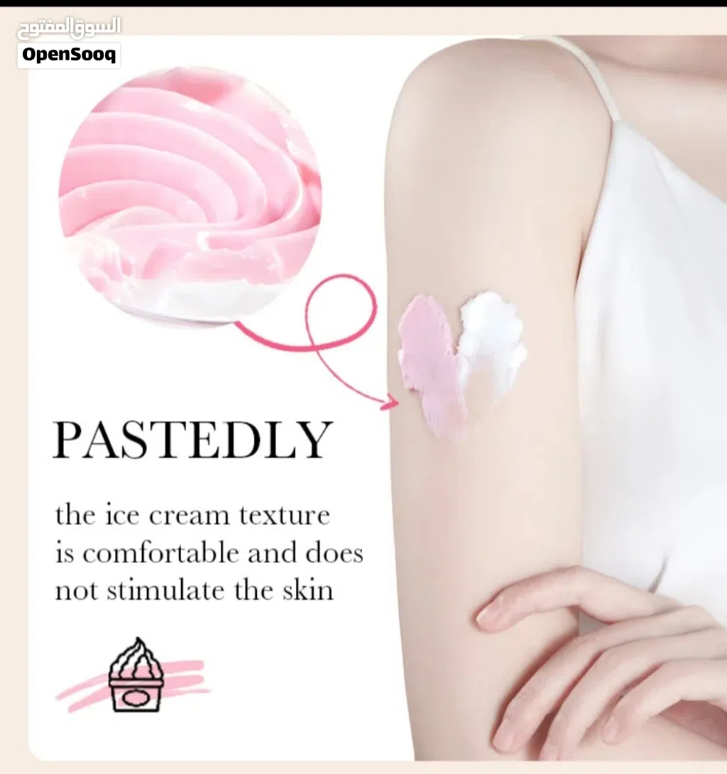 PASTEDLY the ice cream texture is comfortable and does not stimulate the skin