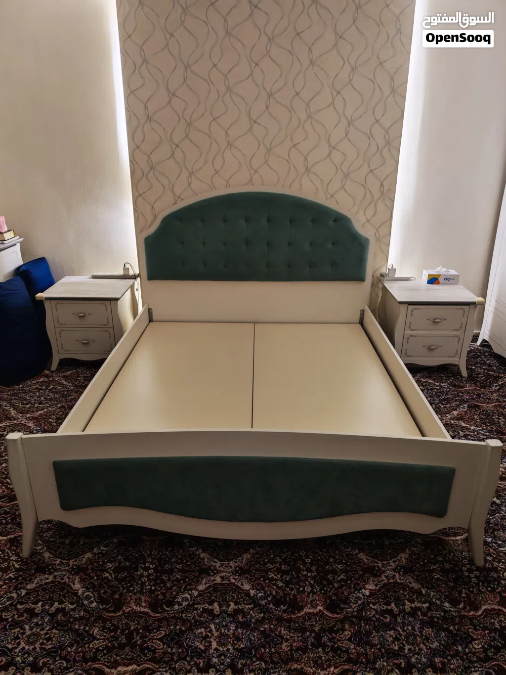 Bed + Mattress + Side Tables.
