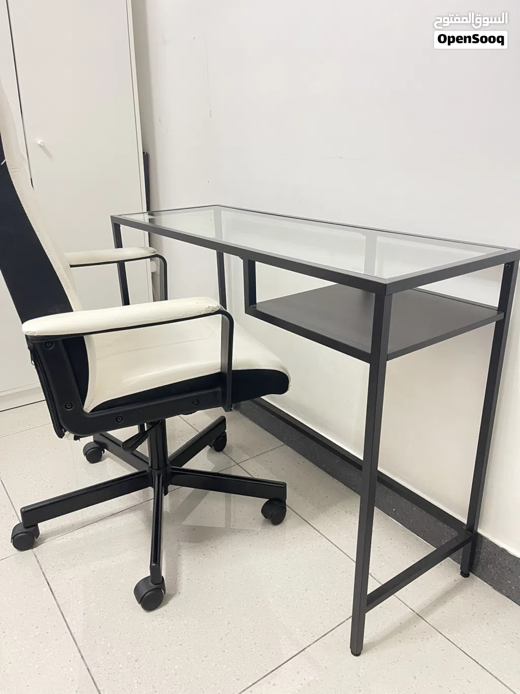 Ikea Glass Top Desk with Chair