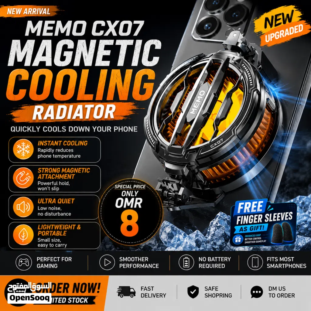 MEMO CX07 Magnetic Phone Cooler (Brand New) – Perfect for PUBG / Genshin –Free gaming finger sleeve