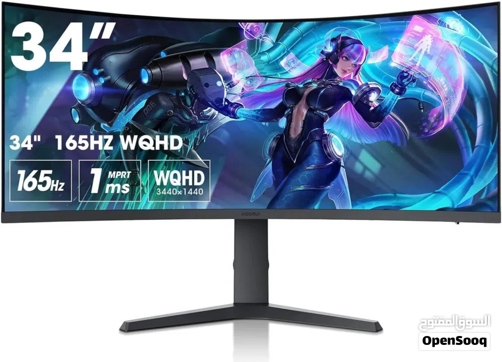 شاشة قيمنق أولترا وايد KOORUI 34" Ultrawide Curved 165Hz بدقة 2K