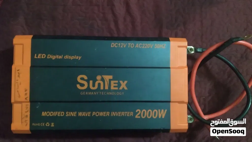 للبيع انفرتر قاطرة SUNTEX 2000 وات 12V إلى 220V – شغال ومجرب مع الكوابل استخدام خفيف 6 أشهر عرطهه