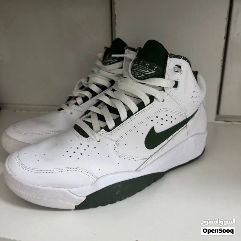 Men’s Nike Air Flight Lite Mid White Gorge Green Athletic Basketball Sneakers