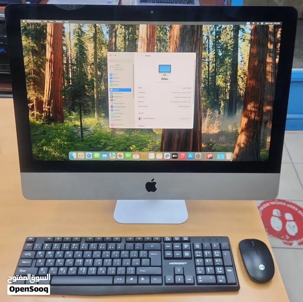 للبيع Imac 21.5 inch i5/256GB ssd/16ram/ Radeon pro 560X 4GB/لون silver