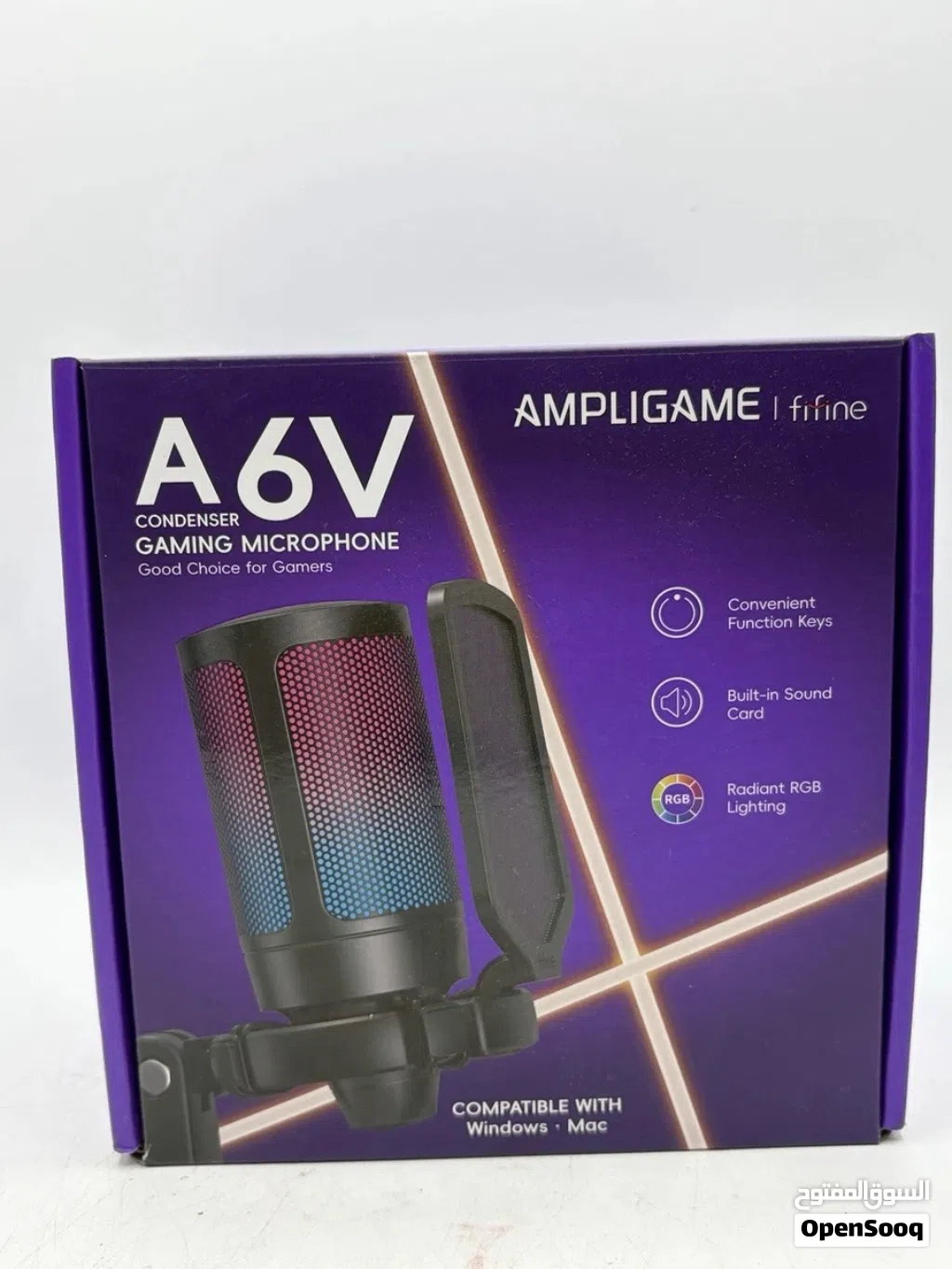 ميكروفون الألعاب والبث FIFINE AmpliGame A6V إضاءة RGB ديناميكية تضيف لمسة احترافية