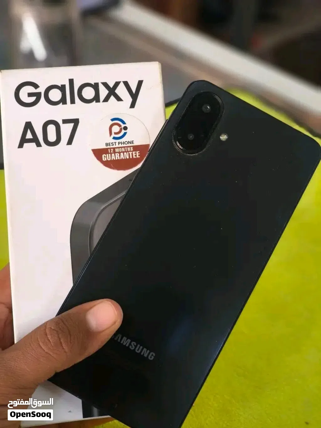 SAMSUNG GALAXY A07 128 GB RAM 4 مستعمل شبه جديد بالكرتونة ووصلة الشحن ..+ جراب هدية ...