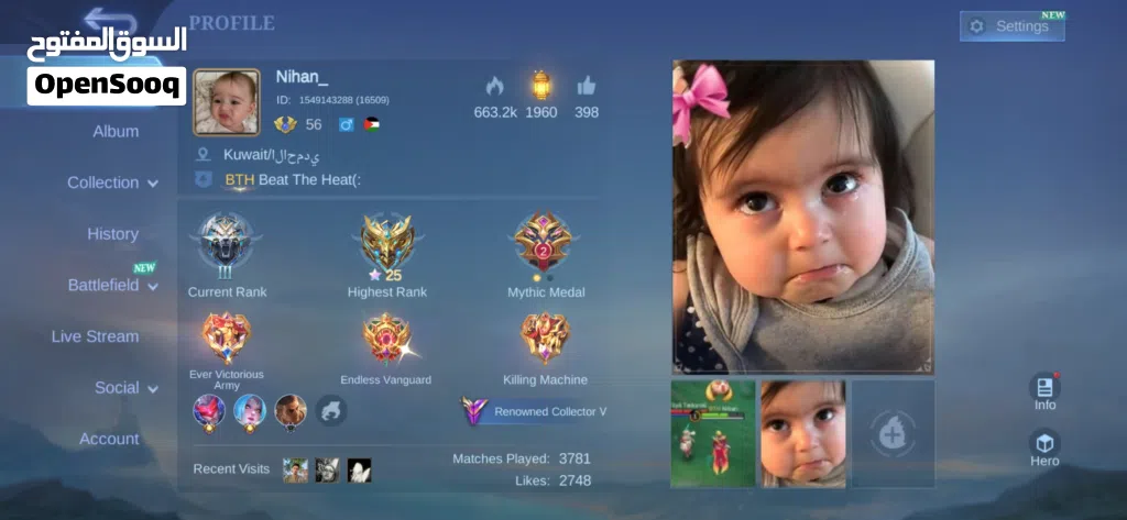 Premium MLBB Account 116 Heroes 182 Skins Full Access