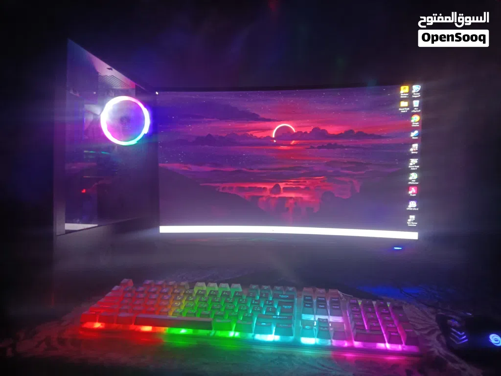 تجميعة قيمنق متكاملة PC مع شاشة وملحقاتها للبيع جاهز للعب)