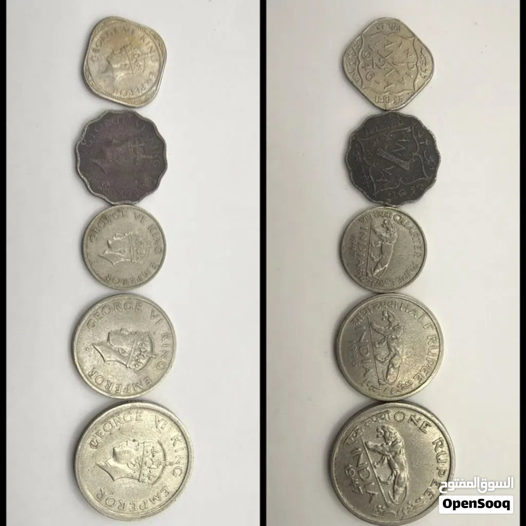 للبيع عملات معدنية قديمة من الهند البريطانية لعام 1947 الحالة على المنظور