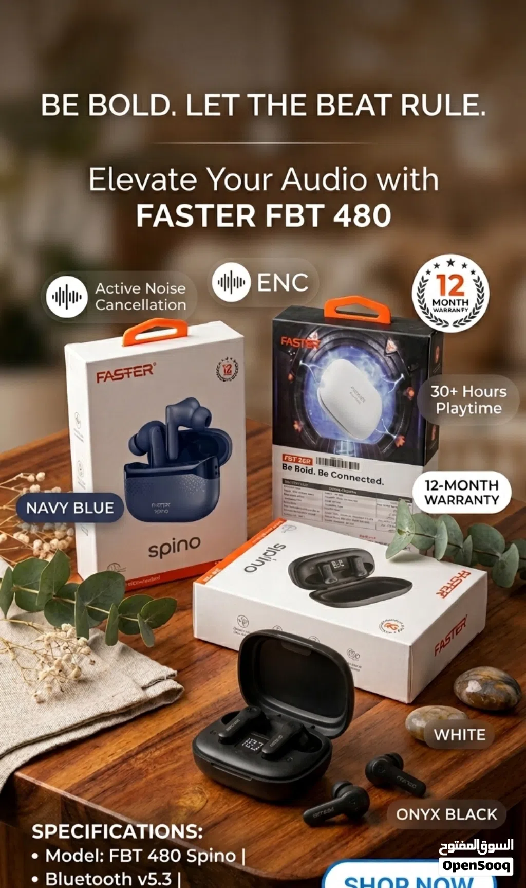 FASTER FBT 480 Spino Powerful bass • ANC Noise Cancellation • 30+ Hours Playtime Free Delivery