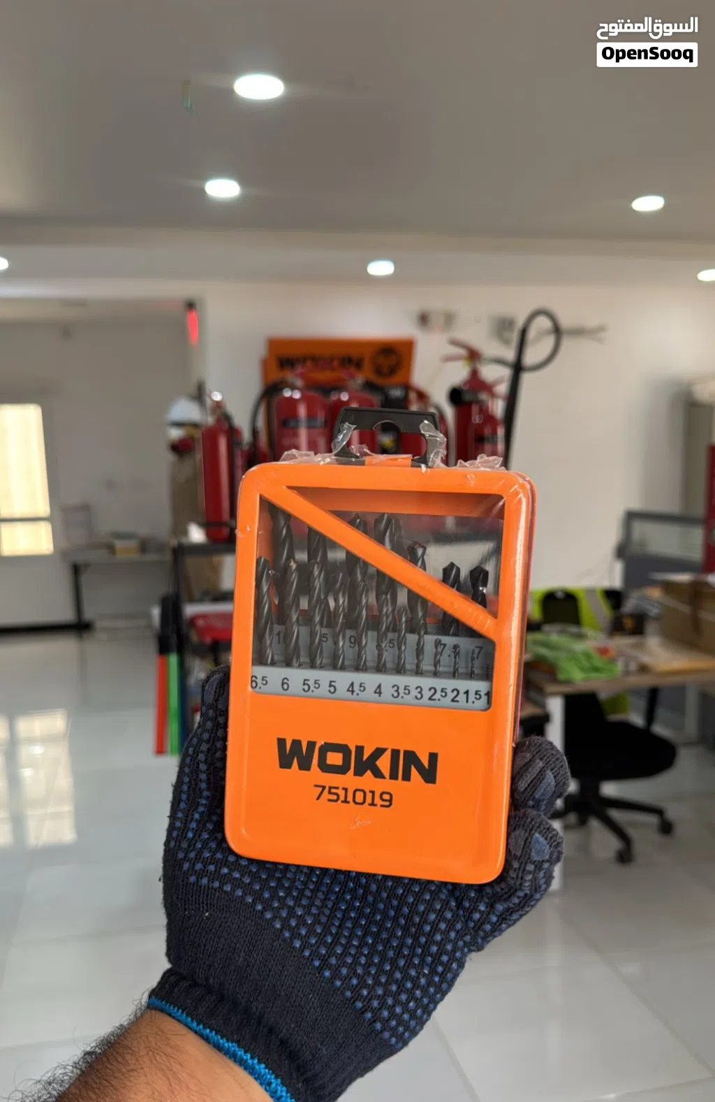 WOKIN 19PCS HSS TWIST DRILL BITS SET 19 رأس مثقاب حلزونية من الفولاذ متوفرة مع سياب للتجارة.
