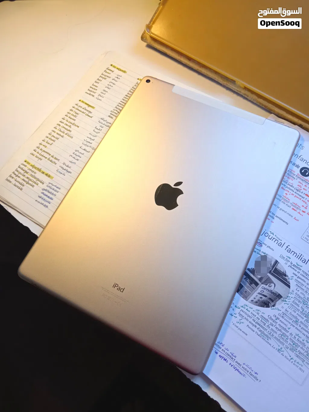 ملك الشاشات الكبيرة iPad Pro 12.9 إنش النسخة الذهبية الفخمة 128GB مع كامل أغراضه (إربد)
