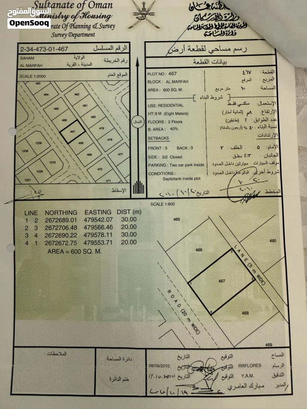 ارض سكنيه صحم المرفع