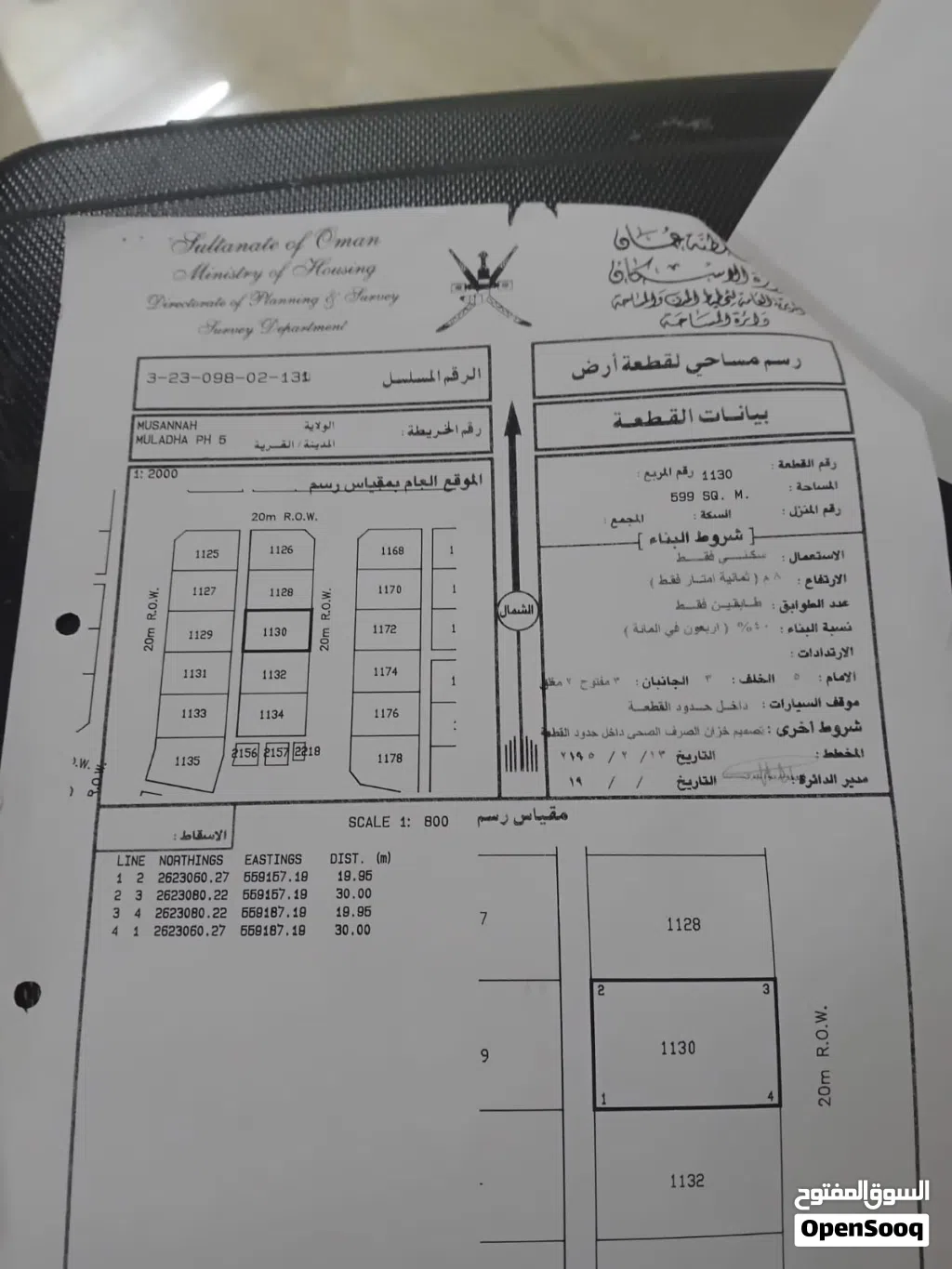 ارض سكنيه في الملده الخامسه