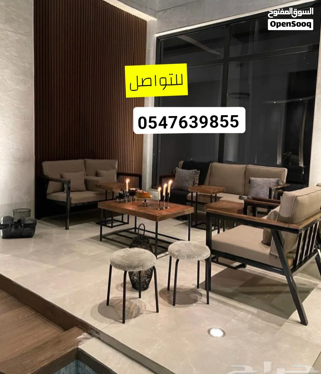 تفصيل جلسات خارجية جودة الخشب السويدي طبيعي مضمون مميز مقاوم لشمس والمطر بتفاصيل تصاميم مختلفة