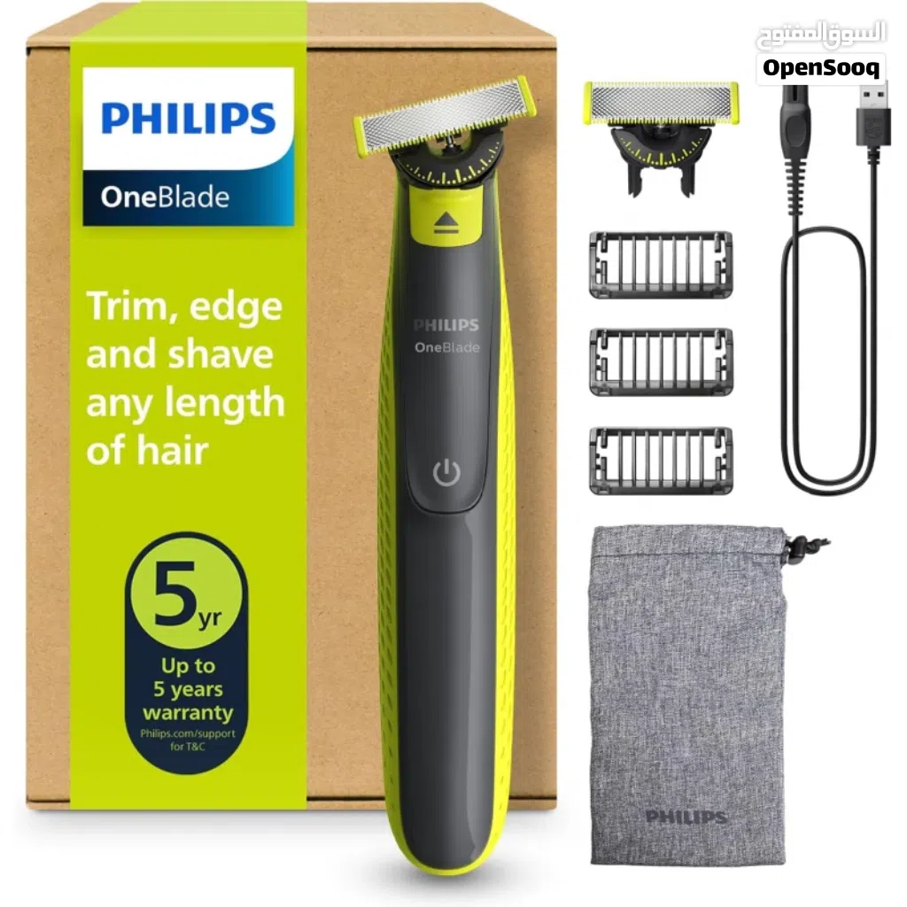 ماكينة حلاقة وتشذيب اللحية الكهربائية الأصلية من فيليبس ون بليد 360، شفرتان ، Philips OneBlade 360