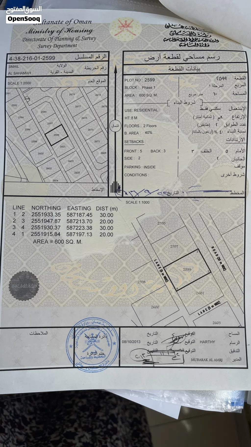 ارضين شبك في السحاماه/ سمائل من المالك مباشرة