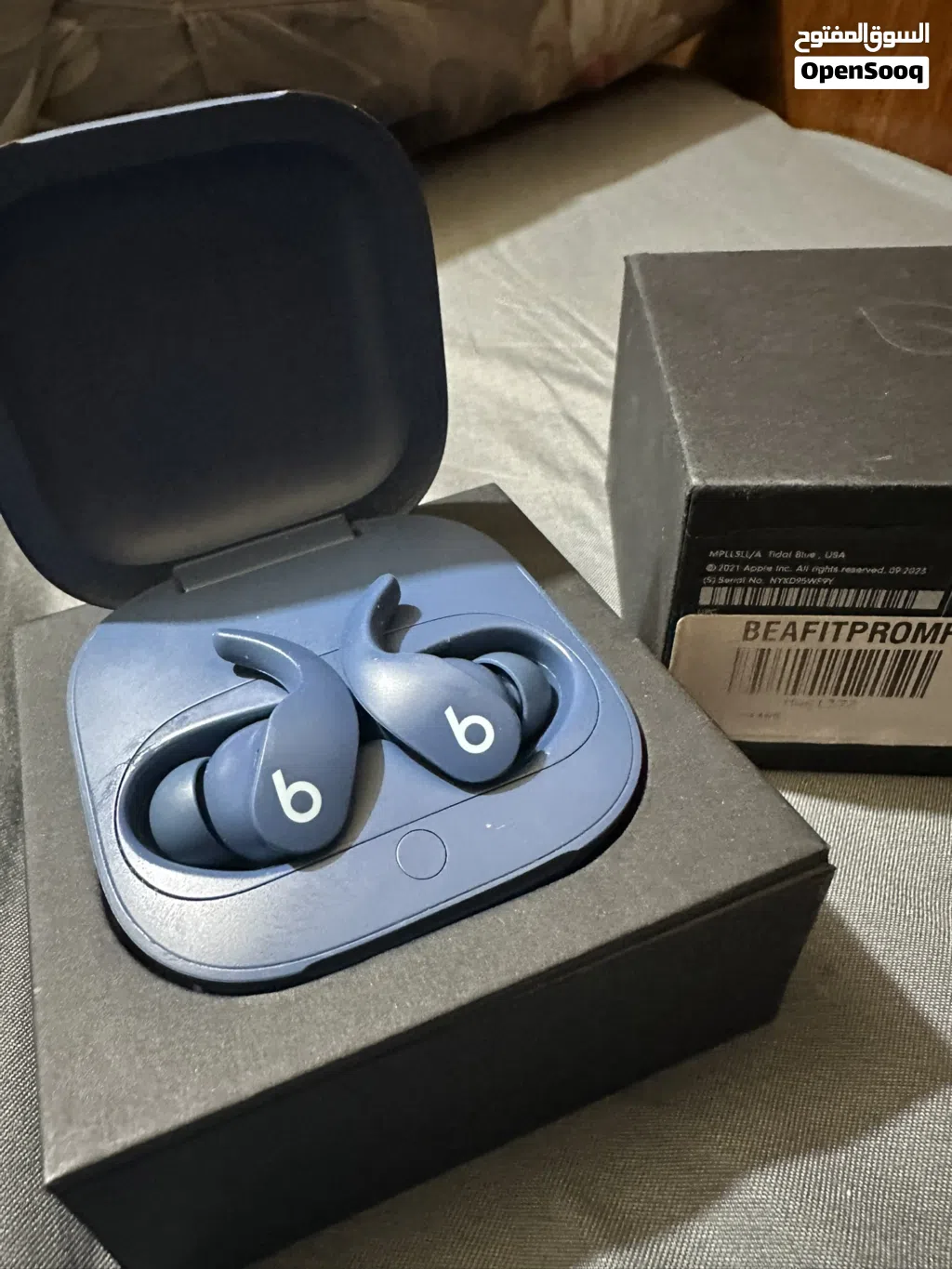 سماعة Beats Fit Pro بحالة ممتازة، بدون مشاكل فنية, الصوت قوي ونقي جداً، والبطارية ممتازة.