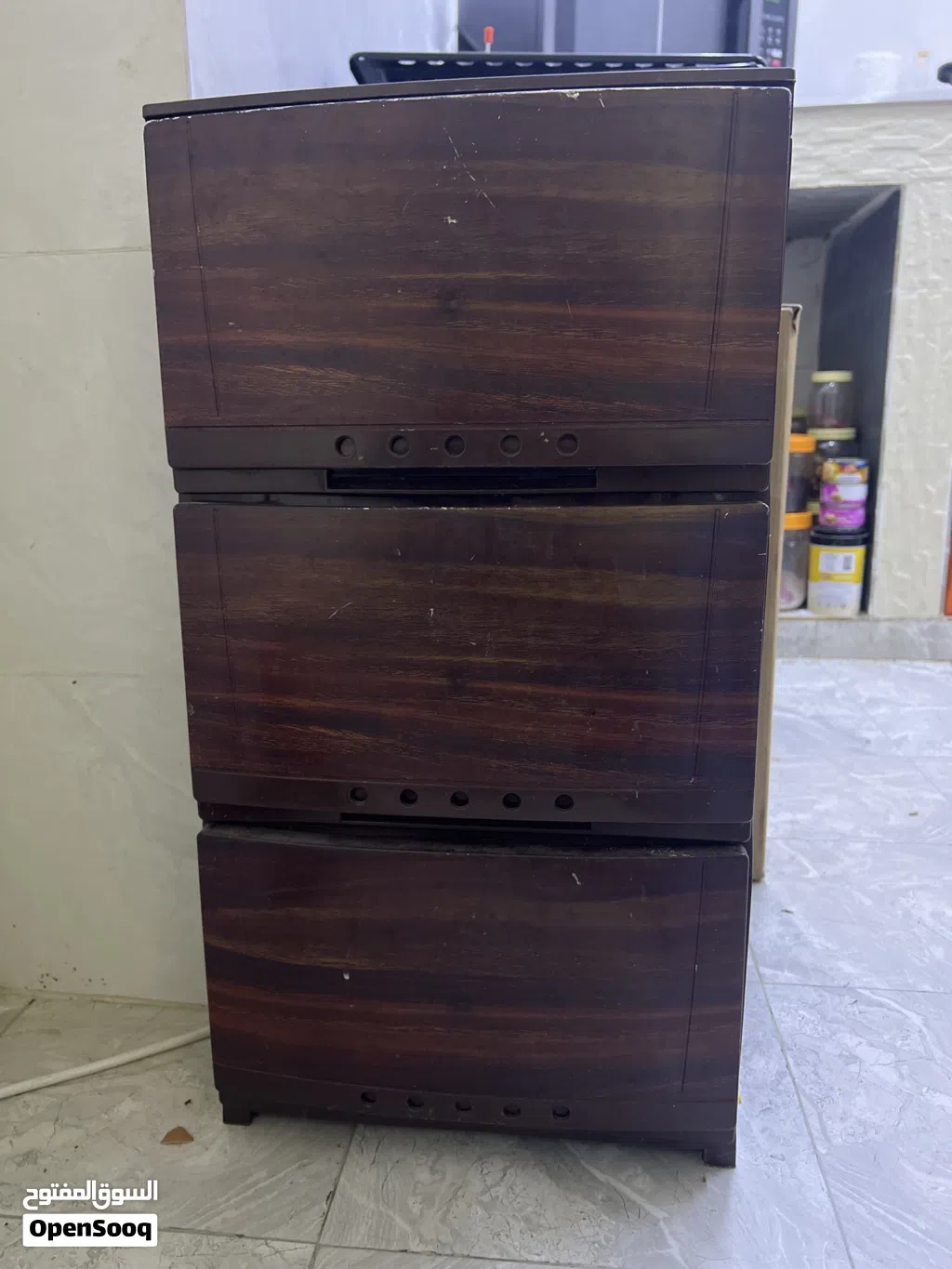 Wooden 3-Tier Storage Drawer 2 pieces set