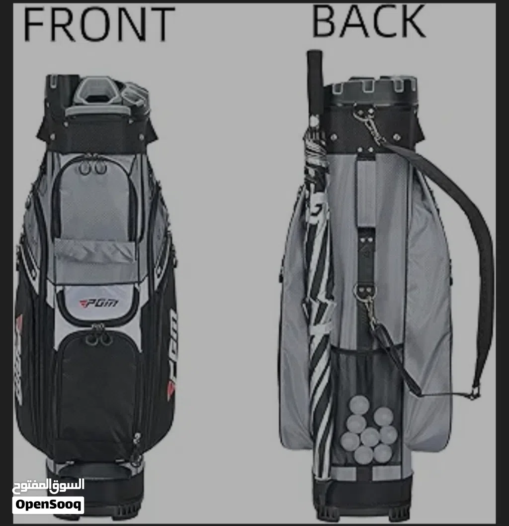 حقيبة غولف مخصصة للعربات (Cart Bag) تتميز بنظام تنظيم متطور لحماية المضارب. PGM Pro Golf Master