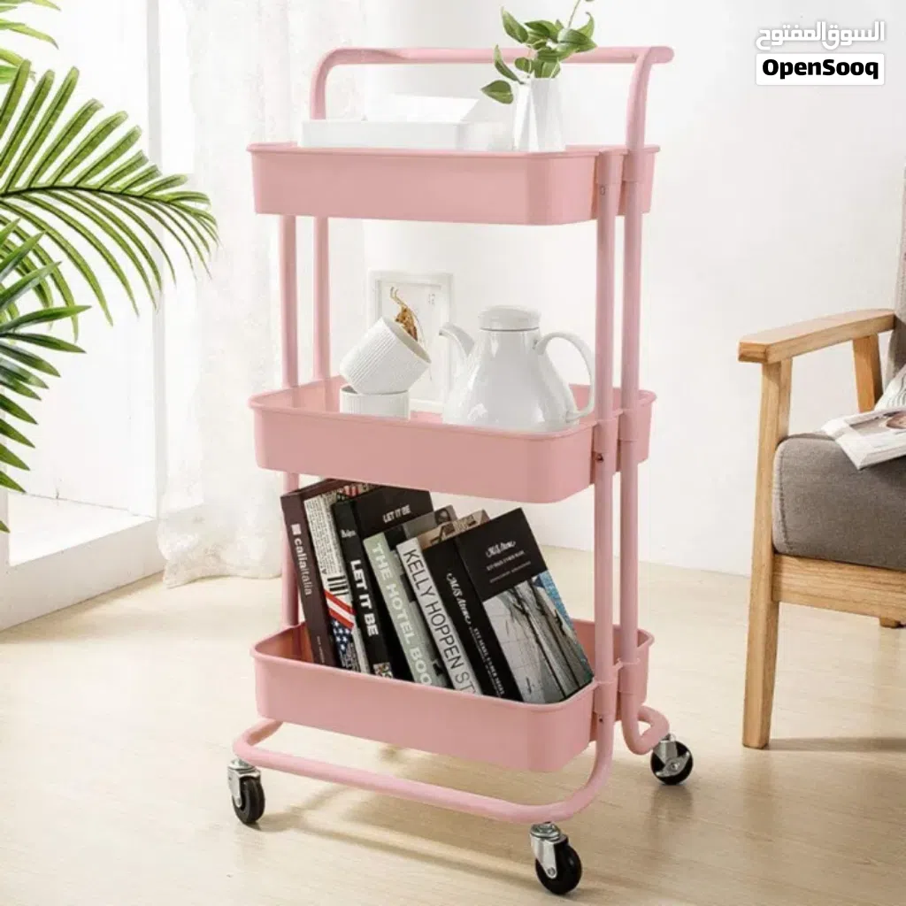 3 tier metal rack for office and home use with wheels