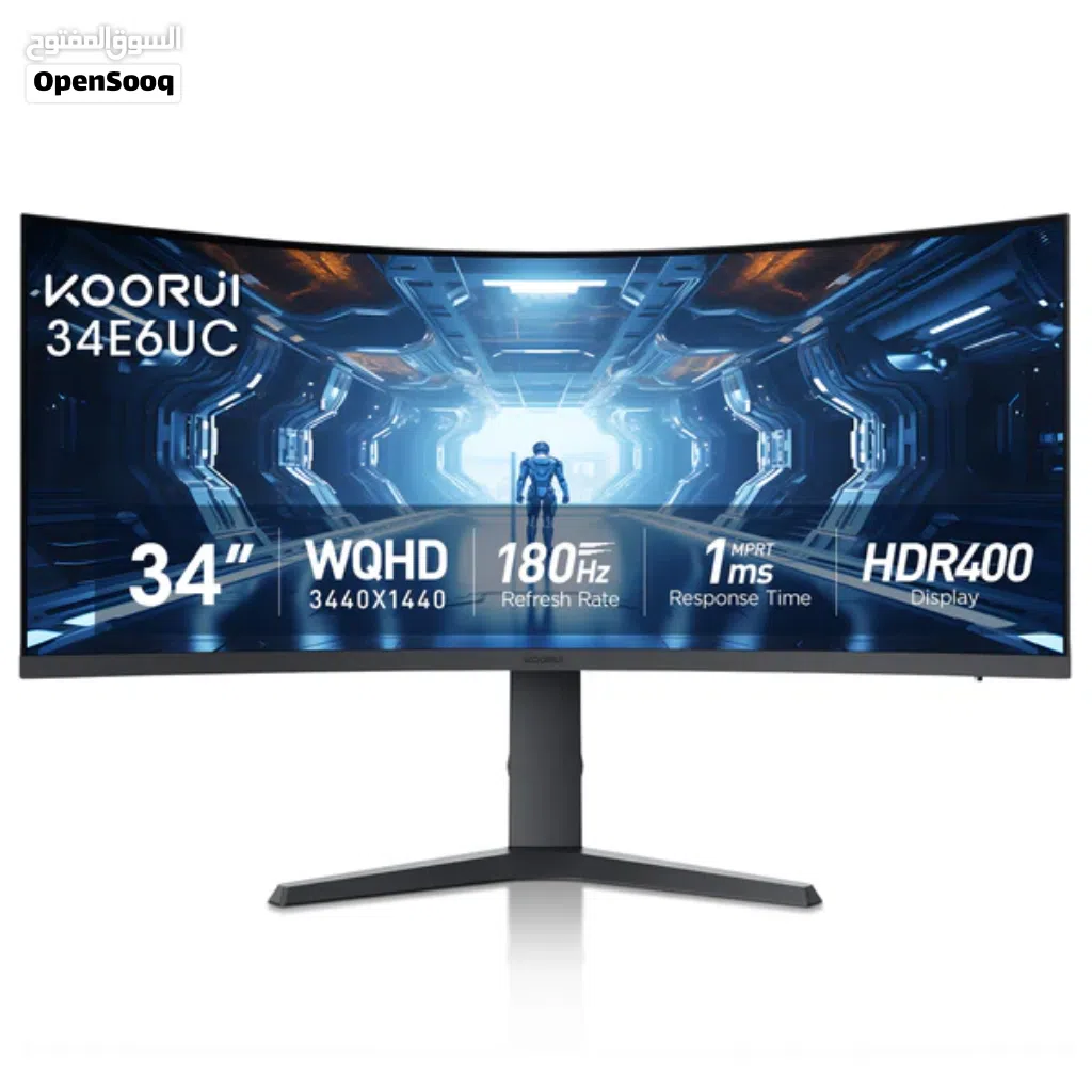 شاشة قيمنج بمواصفات خرافية KOORUI 34E6UC 34 INCH ULTRAWIDE CURVED GAMING MONITOR 165HZ, 1MS WQHD