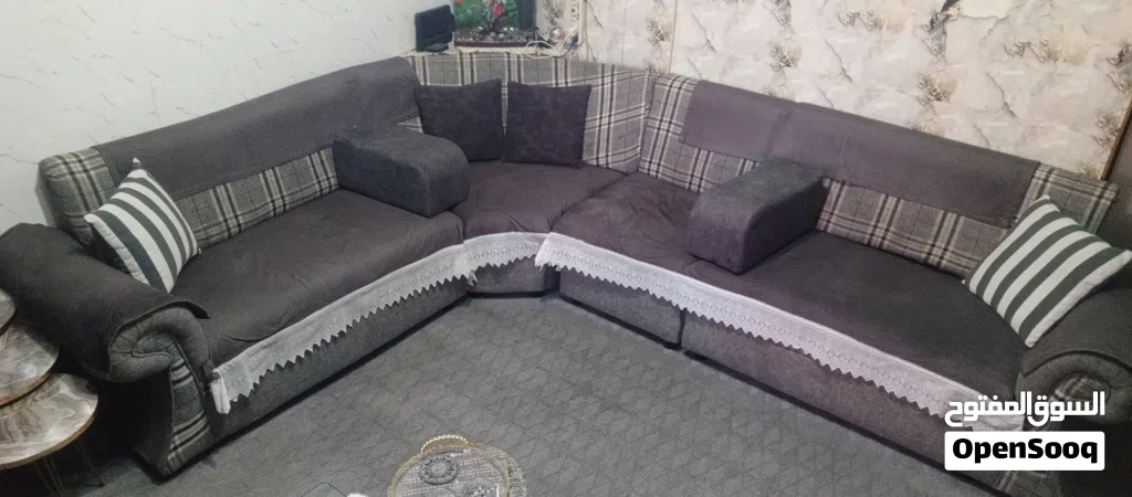 طقم كورنر تفصيل مفروشات طيلوني شارع مكه خشب سويد سويدي سفنج ضغط عالي قشط امريكي قماش جاكار غطاء خار