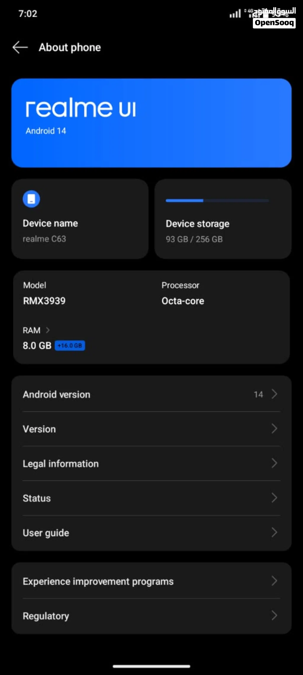 Realme C63 Rom 256 Ram 8+16